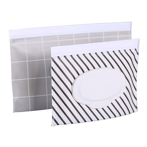 Portable Wet Wipe Pouch, Reusable Refillable Baby Travel Wipes Holder & Case, Lightweight Flushable Diaper Wipes Container (Plaid Pattern) in Saudi Arabia