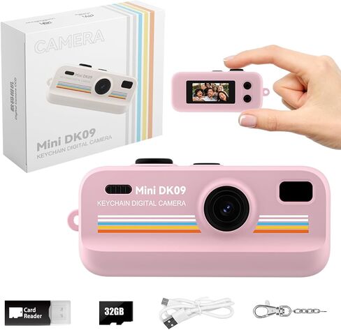 Mini Retro Digital Camera 2K HD 16X Zoom LED Light | Portable Compact Keychain Camera Vintage Filters Easy Control Pocket Camera for Kids Teens Travel Gift in Kuwait