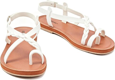 Veittes Women's Fashion Casual Flat Sandals,Stylish and comfy, with a lightweight rubber sole, summer thong sandals,White,8.5 US in Kuwait