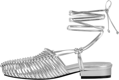 Women's Square Toe Gladiator Sandals, Woven Strappy Lace Up Flat Summer Shoes for Vacation & Daily Use in Saudi Arabia