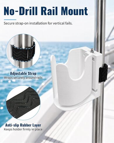 Adjustable Boat Cup Holder for Vertical Rails, No-Drill Marine Drink Holder for Cans, Bottles and Handled Tumblers, 3D Printed, Boat Accessories in Saudi Arabia