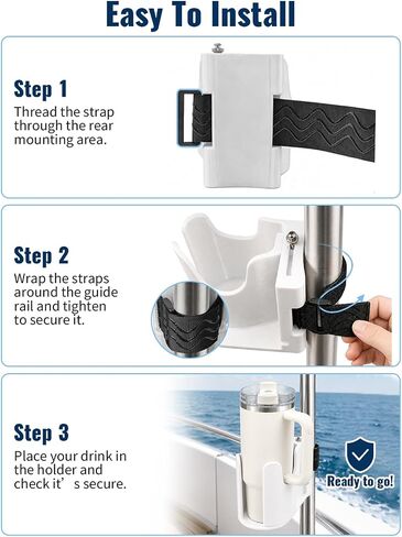 Adjustable Boat Cup Holder for Vertical Rails, No-Drill Marine Drink Holder for Cans, Bottles and Handled Tumblers, 3D Printed, Boat Accessories in Saudi Arabia