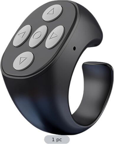 Fingertip Wireless Remote Control for Phone, Scrolling Loop Wireless Page Turner, Camera Shutter Scroller Remote with 5 Buttons for Short Video Apps, E-Books, Selfies, 33 ft / 10 m Range, Black in Saudi Arabia