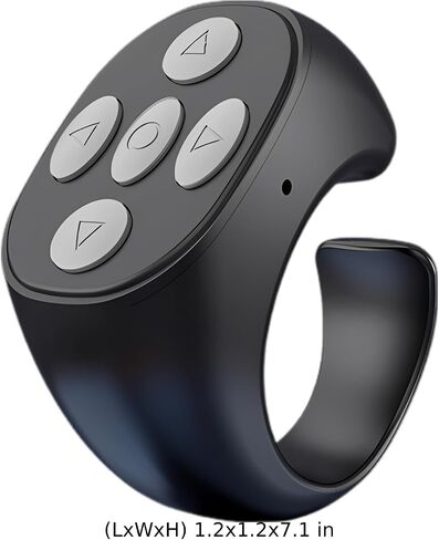 Fingertip Wireless Remote Control for Phone, Scrolling Loop Wireless Page Turner, Camera Shutter Scroller Remote with 5 Buttons for Short Video Apps, E-Books, Selfies, 33 ft / 10 m Range, Black in Saudi Arabia