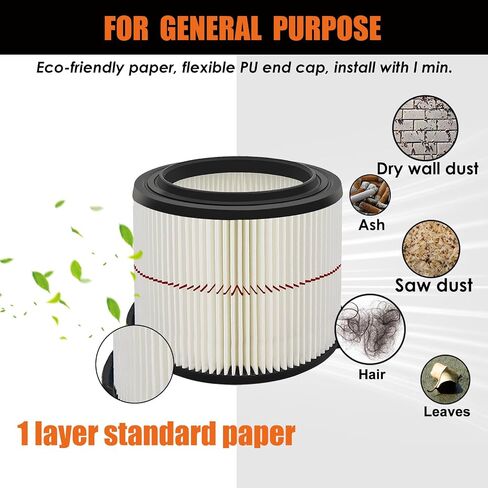 38741 Filters Replaces CMXZVBE38741 Craftsman Filter, fits CMXEVBE17040, Replaces Purple Stripe 1/2 Height Filter, Fits 3 Gallon, 4 Gallon Craftsman Shop Vacuums 1988+-2 Pack in Kuwait