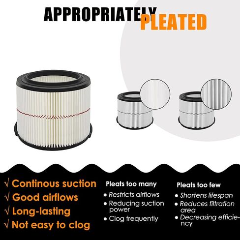 38741 Filters Replaces CMXZVBE38741 Craftsman Filter, fits CMXEVBE17040, Replaces Purple Stripe 1/2 Height Filter, Fits 3 Gallon, 4 Gallon Craftsman Shop Vacuums 1988+-2 Pack in Kuwait