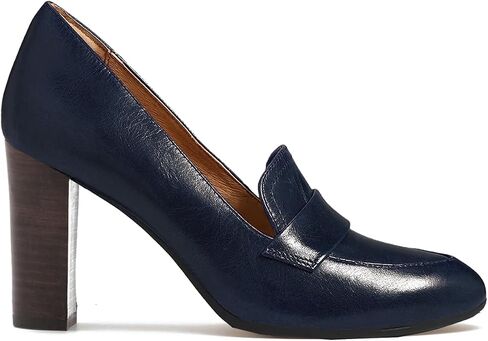 MOOMMO High Chunky Heel Loafers Pumps Women Navy Closed Pointed Toe Slip On Dress Loafer 3" Block Heel Matte Office Work Shoes Business Comfortable Classic Formal Ladies Wedding Party Matte Navy 10 in Saudi Arabia