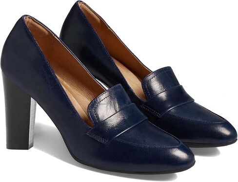 MOOMMO High Chunky Heel Loafers Pumps Women Navy Closed Pointed Toe Slip On Dress Loafer 3" Block Heel Matte Office Work Shoes Business Comfortable Classic Formal Ladies Wedding Party Matte Navy 10 in Saudi Arabia