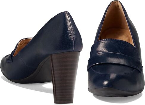 MOOMMO High Chunky Heel Loafers Pumps Women Navy Closed Pointed Toe Slip On Dress Loafer 3" Block Heel Matte Office Work Shoes Business Comfortable Classic Formal Ladies Wedding Party Matte Navy 10 in Saudi Arabia