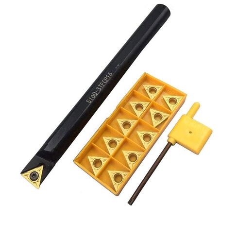 GBJ S16Q-STFCR16 16mm / 5/8" 90 Degree Right Hand Boring Bar Internal Turing Holder Boring Tool with Wrench + 10pcs 60 Degree Triangle TCMT32.51 Carbide Turning Inserts for Machining Stainless Steel in Saudi Arabia