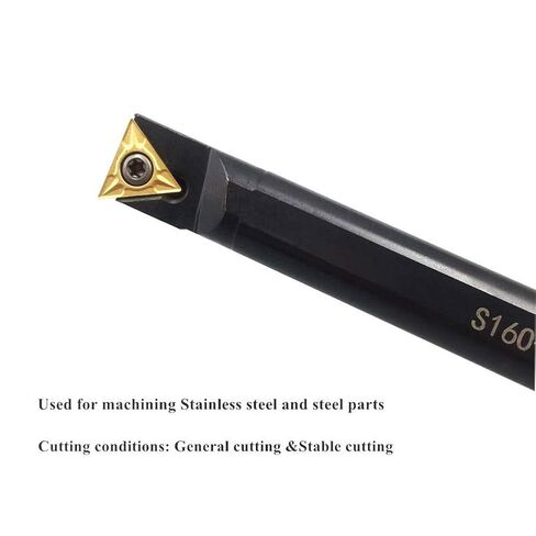 GBJ S16Q-STFCR16 16mm / 5/8" 90 Degree Right Hand Boring Bar Internal Turing Holder Boring Tool with Wrench + 10pcs 60 Degree Triangle TCMT32.51 Carbide Turning Inserts for Machining Stainless Steel in Saudi Arabia