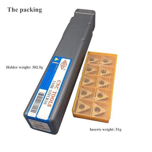 GBJ S16Q-STFCR16 16mm / 5/8" 90 Degree Right Hand Boring Bar Internal Turing Holder Boring Tool with Wrench + 10pcs 60 Degree Triangle TCMT32.51 Carbide Turning Inserts for Machining Stainless Steel in Saudi Arabia