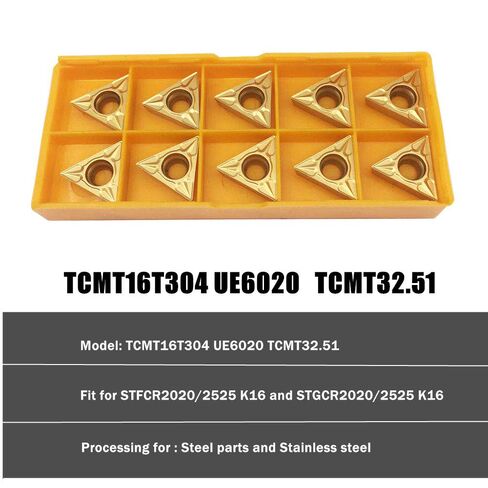 GBJ S16Q-STFCR16 16mm / 5/8" 90 Degree Right Hand Boring Bar Internal Turing Holder Boring Tool with Wrench + 10pcs 60 Degree Triangle TCMT32.51 Carbide Turning Inserts for Machining Stainless Steel in Saudi Arabia