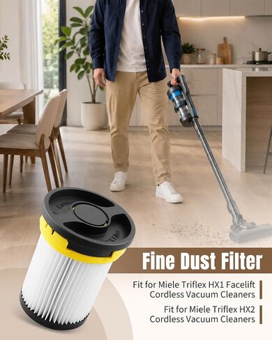 فلتر غبار ناعم مناسب لـ Miele Triflex HX1 Facelift & HX2 استبدال 11945240 | مناسب للمكانس الكهربائية اللاسلكية Miele Triflex HX1 Facelift وHX2، واستبدال الفلتر القابل للغسل in Kuwait