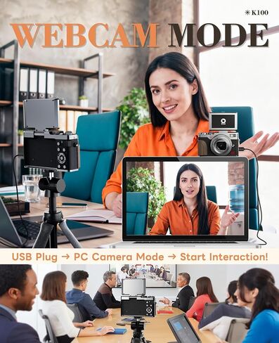5K 64MP Digital Camera for Photography & YouTube Vlogging - 18X Zoom UHD Autofocus Video Camera with 3" 180° Flip Screen, 64GB TF Card & 2 Batteries - Compact Travel(Sliver) in Kuwait