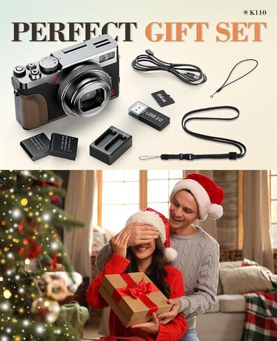 5K 64MP Digital Camera for Photography & YouTube Vlogging - 18X Zoom UHD Autofocus Video Camera with 3" 180° Flip Screen, 64GB TF Card & 2 Batteries - Compact Travel(Sliver) in Kuwait