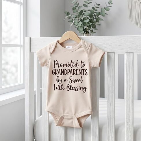 Promoted to Grandparents by a Sweet Little Blessing Baby Onesie, Pregnancy Announcement Bodysuit for Great Grandparents to Be, 0-3 Months Gender Reveal Outfit Gift for Grandma (oat) in Saudi Arabia