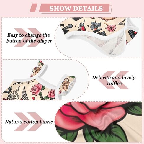 Qilmy Tattoo Print Baby Girls' Bodysuits, Cotton Baby Bodysuits for Boys Girls in Kuwait
