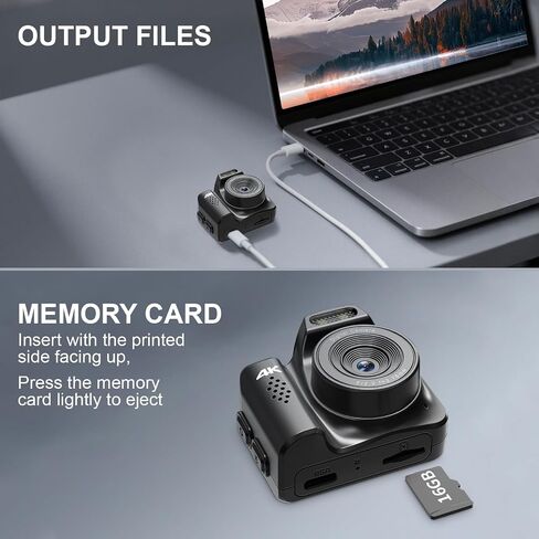 Mini Keychain Camera, 4K 64MP FHD Mini Retro Digital Camera(Black) | Mini Digital Camera Keychain with Flash,Filters,Lanyard & 16GB TF Card,Portable Keychain Camera for Travel Recording in Kuwait