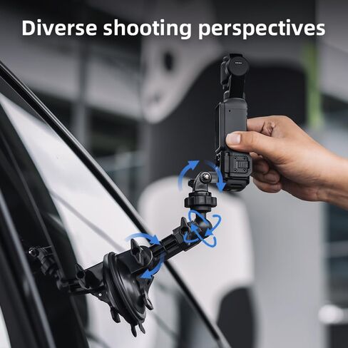 جيب 4 أكواب شفط، مجموعة حامل لوحة زجاج السيارة الأمامي مع محول توسيع لجيب DJI Osmo 4/3، GoPro Hero 13/12/11/10/9/8، DJI Action 6/5 Pro/4/3 in Kuwait