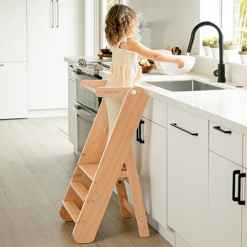 Comfy Cubs Kids Step Stool 2.0, 3+ Adjustable Toddler Tower - Natural Wood in Saudi Arabia