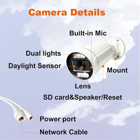 SINIS 4K PoE Security IP Camera, 8MP 5X Optical Zoom Bullet Camera Outdoor | Use Alone or With NVR, Smart Dual Light Color Night Vision, Human/Motion Detection, 2 Way Talk,Up to 512GB SD Card,Full Metal in Kuwait
