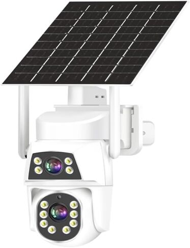 كاميرا Camhipro Solar 4G Security AOV مع بطاقة SIM، لوحة شمسية 8 وات، بطارية 10400 مللي أمبير في الساعة، منبه تتبع الإنسان، سحابة فيديو صوتية 24 ساعة/بطاقة TF/تسجيل FTP، مراقبة مقاومة للماء GSM CCTV (أبيض) in Kuwait