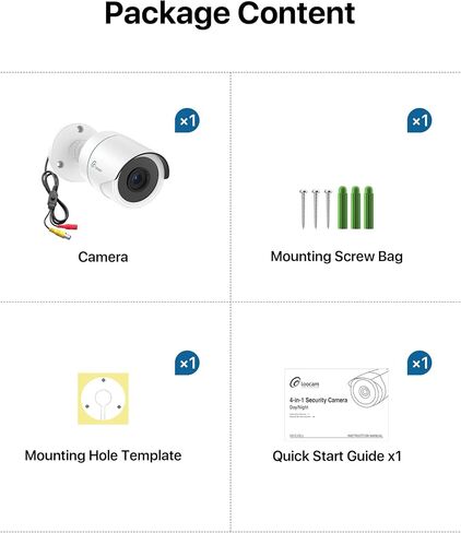 Loocam 2MP Security Camera, Hybrid 4-in-1 CVI/TVI/AHD/CVBS Bullet Wired Cam | 1080p High Definition, 80ft IR Night Vision, 24/7 Recording, IP66 Weatherproof, Plug and Play, Comatible with Loocam DVR in Saudi Arabia