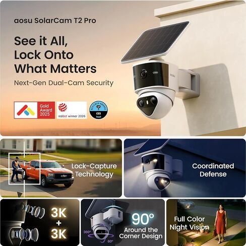 aosu 3K Dual Cam Security Cameras + 2K Solar Security Cameras Home System in Saudi Arabia