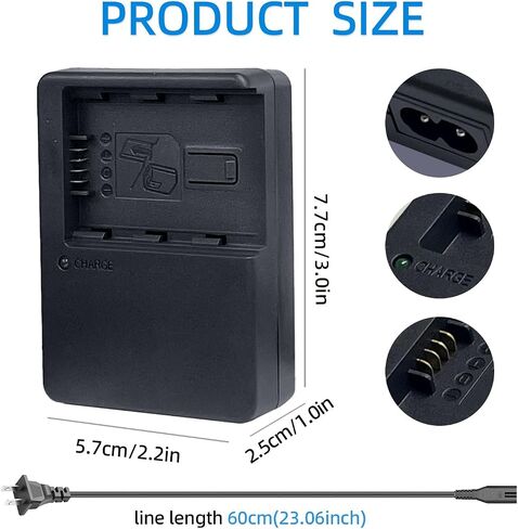 VW-BC20 Battery Charger for VW-VBN130 VW-VBN260 Battery | Compatible with Panasonic Lumix DMC-FZ1 DMC-FZ2 DMC-FZ3 DMC-FZ4 DMC-FZ5 DMC-FZ7 DMC-FZ8 DMC-FZ10 DMC-FZ15 DMC-FZ20 Cameras in Kuwait