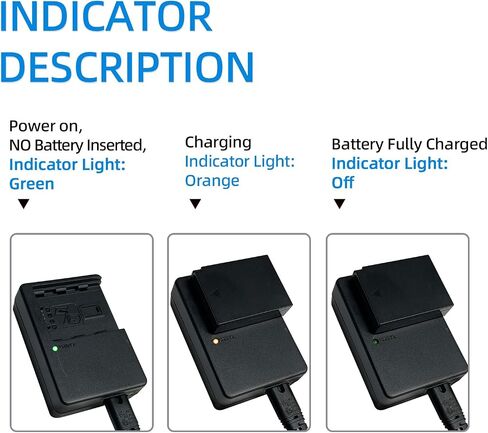 VW-BC20 Battery Charger for VW-VBN130 VW-VBN260 Battery | Compatible with Panasonic Lumix DMC-FZ1 DMC-FZ2 DMC-FZ3 DMC-FZ4 DMC-FZ5 DMC-FZ7 DMC-FZ8 DMC-FZ10 DMC-FZ15 DMC-FZ20 Cameras in Kuwait