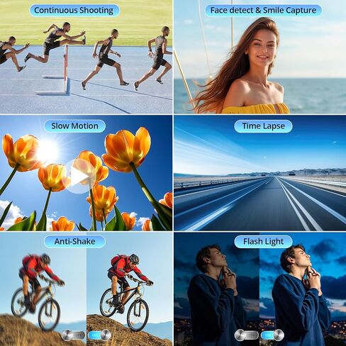 4K Digital Camera for Photography and Video, Autofocus 48MP Vlogging Camera for YouTube with 3'' 180°Flip Screen 16X Zoom Compact Travel Cameras with SD Card, 2 Batteries, Anti-Shake, Flash (Black) in Kuwait