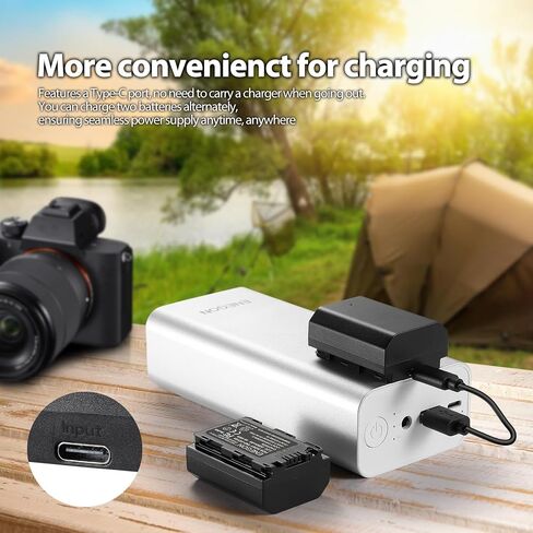 ENEGON NP-FZ100 USB C Direct Charging Replacement Batteries 2280mAh (2-Pack) with 2 in 1 USB-C Charging Cable for Sony A9/A9R/A9S, Alpha 9/9R/9S/A6700, A7III, A7RIII, A7R3, A7R4, A7RIV Battery in Kuwait