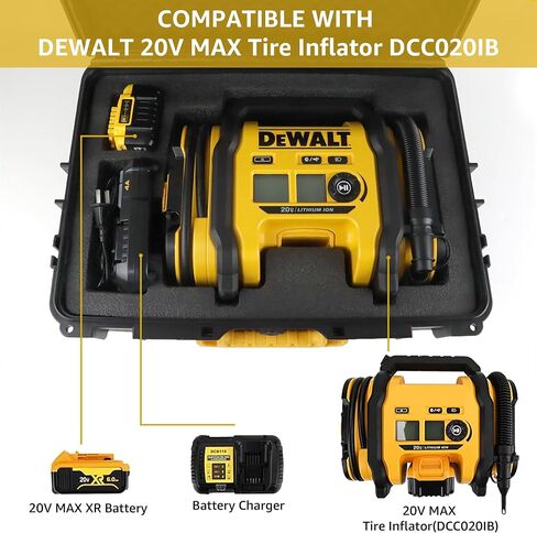 Hard Case for DEWALT 20V MAX Tire Inflator DCC020IB,Black (Case Only) | Waterproof Shockproof Protective Storage Box, Air Compressor Travel & Garage Organizer in Saudi Arabia