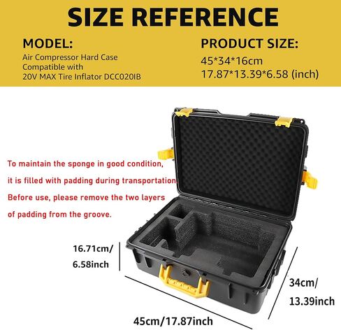 Hard Case for DEWALT 20V MAX Tire Inflator DCC020IB,Black (Case Only) | Waterproof Shockproof Protective Storage Box, Air Compressor Travel & Garage Organizer in Saudi Arabia