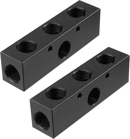Antrader Air Manifold, 3 Way 6 Port Air Compressor Manifold,Black,2Pcs | Air Compressor Manifold,G1/2" Input Port,G1/2" Output Port in Saudi Arabia