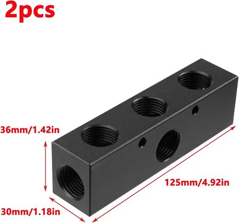 Antrader Air Manifold, 3 Way 6 Port Air Compressor Manifold,Black,2Pcs | Air Compressor Manifold,G1/2" Input Port,G1/2" Output Port in Saudi Arabia