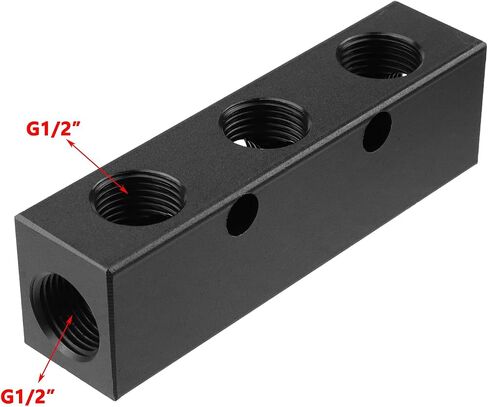 Antrader Air Manifold, 3 Way 6 Port Air Compressor Manifold,Black,2Pcs | Air Compressor Manifold,G1/2" Input Port,G1/2" Output Port in Saudi Arabia