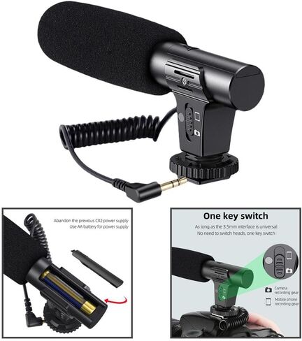 Camera Microphone Professional Lightweight Practical High Performance Multifunctional Accessory Premium Easy to Install in Saudi Arabia