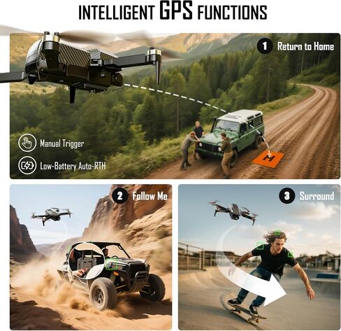 GPS Drone 4K Camera for Adults 5" Screen FPV Quadcopter Auto Return | Brushless Motor 60 Min Flight Time GPS Follow Circle Fly Under 249g Lightweight Foldable Drone for Beginners in Saudi Arabia