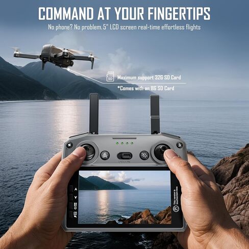 GPS Drone 4K Camera for Adults 5" Screen FPV Quadcopter Auto Return | Brushless Motor 60 Min Flight Time GPS Follow Circle Fly Under 249g Lightweight Foldable Drone for Beginners in Saudi Arabia