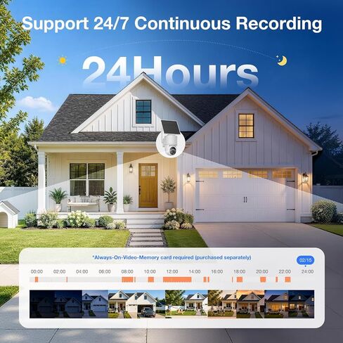 Tical Wireless Security Camera Outdoor, 4MP Solar Outdoor Security Camera, 24/7 Continuous Recording, 2.4GHz WiFi, 360° PTZ, Color Night Vision, PIR Motion Alerts, 2-Way Audio, White in Kuwait