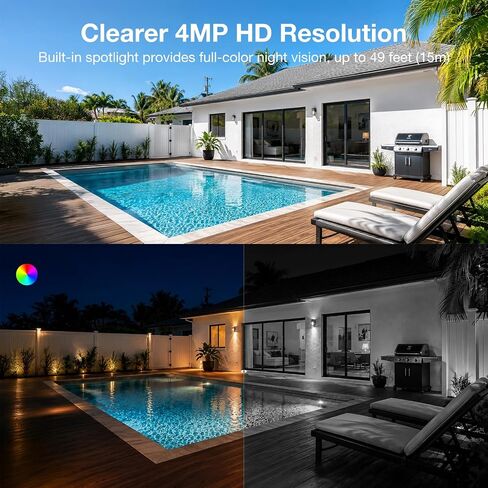 Tical Wireless Security Camera Outdoor, 4MP Solar Outdoor Security Camera, 24/7 Continuous Recording, 2.4GHz WiFi, 360° PTZ, Color Night Vision, PIR Motion Alerts, 2-Way Audio, White in Kuwait