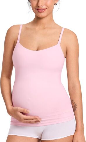 MOMANDA Nursing Tank Tops for Breastfeeding Sweet Pink Medium | Natrelax light collection, Maternity camisole, One-piece fixed cup, Adjustable straps, For women in Saudi Arabia