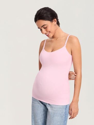 MOMANDA Nursing Tank Tops for Breastfeeding Sweet Pink Medium | Natrelax light collection, Maternity camisole, One-piece fixed cup, Adjustable straps, For women in Saudi Arabia