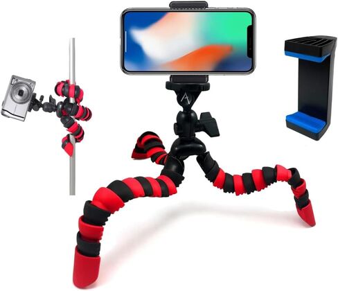 Acuvar 8" Inch Flexible Camera Tripod with Wrapable Disc Legs & Quick Release Plate + Universal Smartphone Mount for All Smartphones in Saudi Arabia