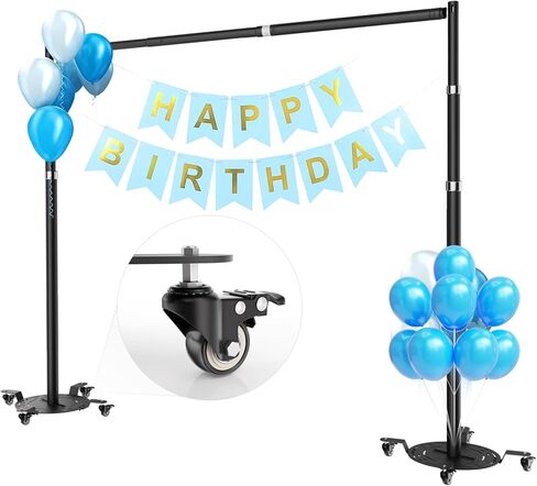 10 x 10 ft Pipe and Drape Backdrop Stand with Wheels, Silver | Heavy Duty Photography Background Kit, Adjustable Metal Frame for Party, Wedding, Video Studio, Exhibition in Kuwait