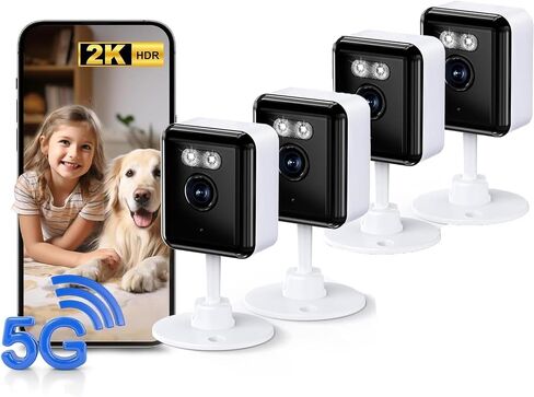 Gianteye 2K Indoor Security Camera (2-Pack), Dual-Band 2.4/5GHz WiFi Pet & Baby Monitor, AI Event Detection with Smart Search, Color Night Vision, 2-Way Audio, Human Detection, US App in Kuwait