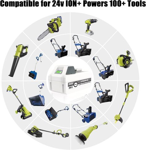 استبدال بطارية 24 فولت لجهاز Sun Joe + Snow Joe 24V 24VBAT-LTE/LTW/LTX/XR/LT | بطارية ليثيوم أيون عالية السعة 6.0 أمبير في الساعة متوافقة مع جميع أجهزة Sun Joe + Snow Joe iON+ منفاخ الثلج اللاسلكي، 24BAT-LTE/LTW/LTX/XR/LT in Kuwait