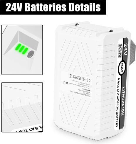 استبدال بطارية 24 فولت لجهاز Sun Joe + Snow Joe 24V 24VBAT-LTE/LTW/LTX/XR/LT | بطارية ليثيوم أيون عالية السعة 6.0 أمبير في الساعة متوافقة مع جميع أجهزة Sun Joe + Snow Joe iON+ منفاخ الثلج اللاسلكي، 24BAT-LTE/LTW/LTX/XR/LT in Kuwait